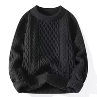 Pull en maille polyester imprimé grande taille unisexe, chaud, col rond ou col roulé, doublure polaire, logo avant, tendance, automne-hiver