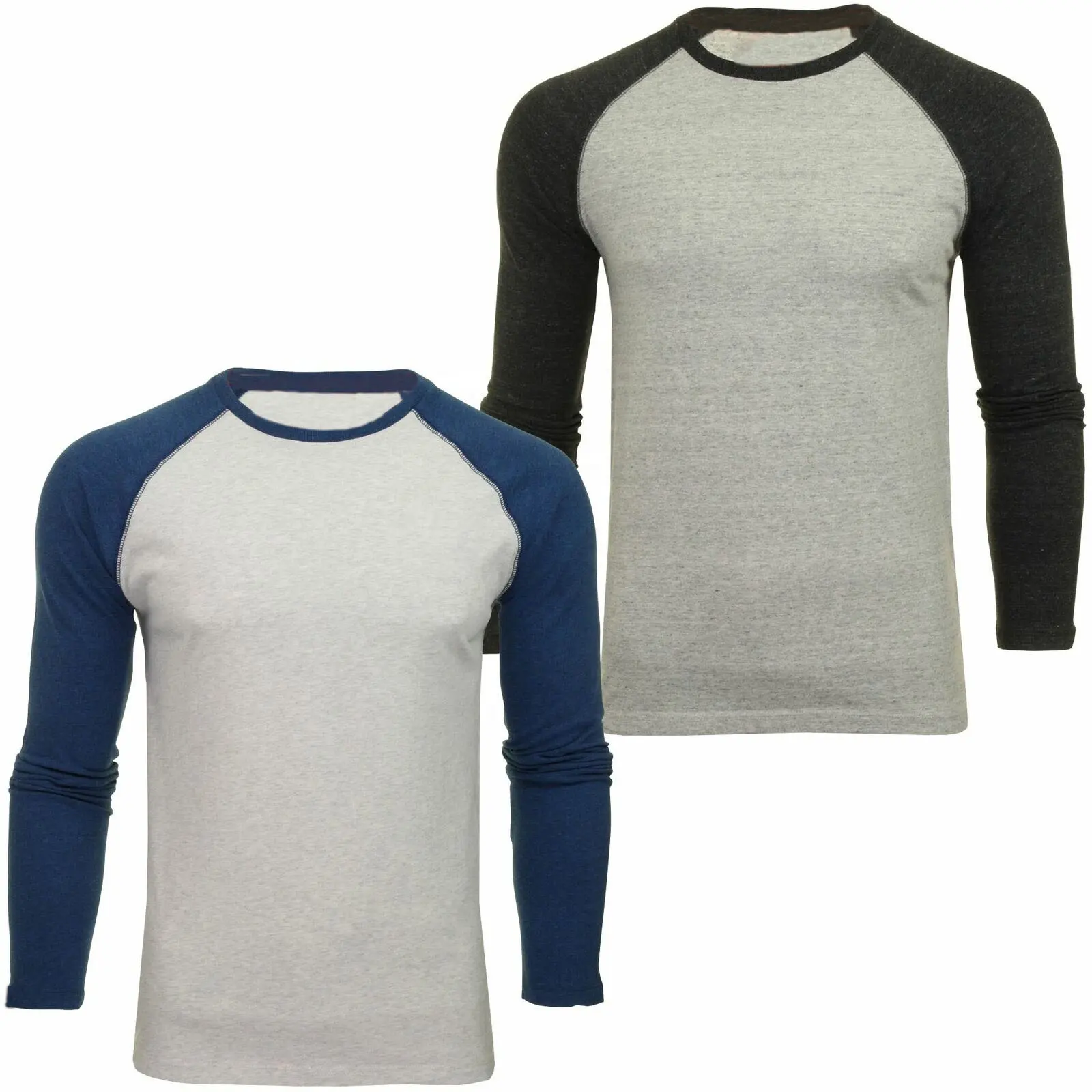 T-shirt manches longues col rond pour homme, simple, blanc et noir, personnalisé, en coton, pour équipe de Baseball, 2019