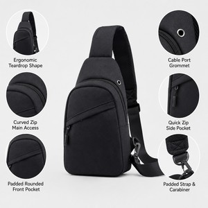 Borsa a Tracolla Unisex Personalizzata con Cerniera, Tracolla Imbottita in Rete, Leggera, per Escursionismo, Passeggiate in Città <span class=keywords><strong>e</strong></span> Lavoro - Product Image 2