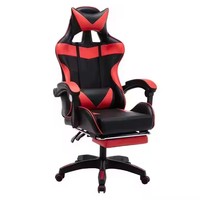 Chaise de jeu pivotante en cuir confortable avec logo personnalisé, réglable, avec repose-pieds et base en acier inoxydable