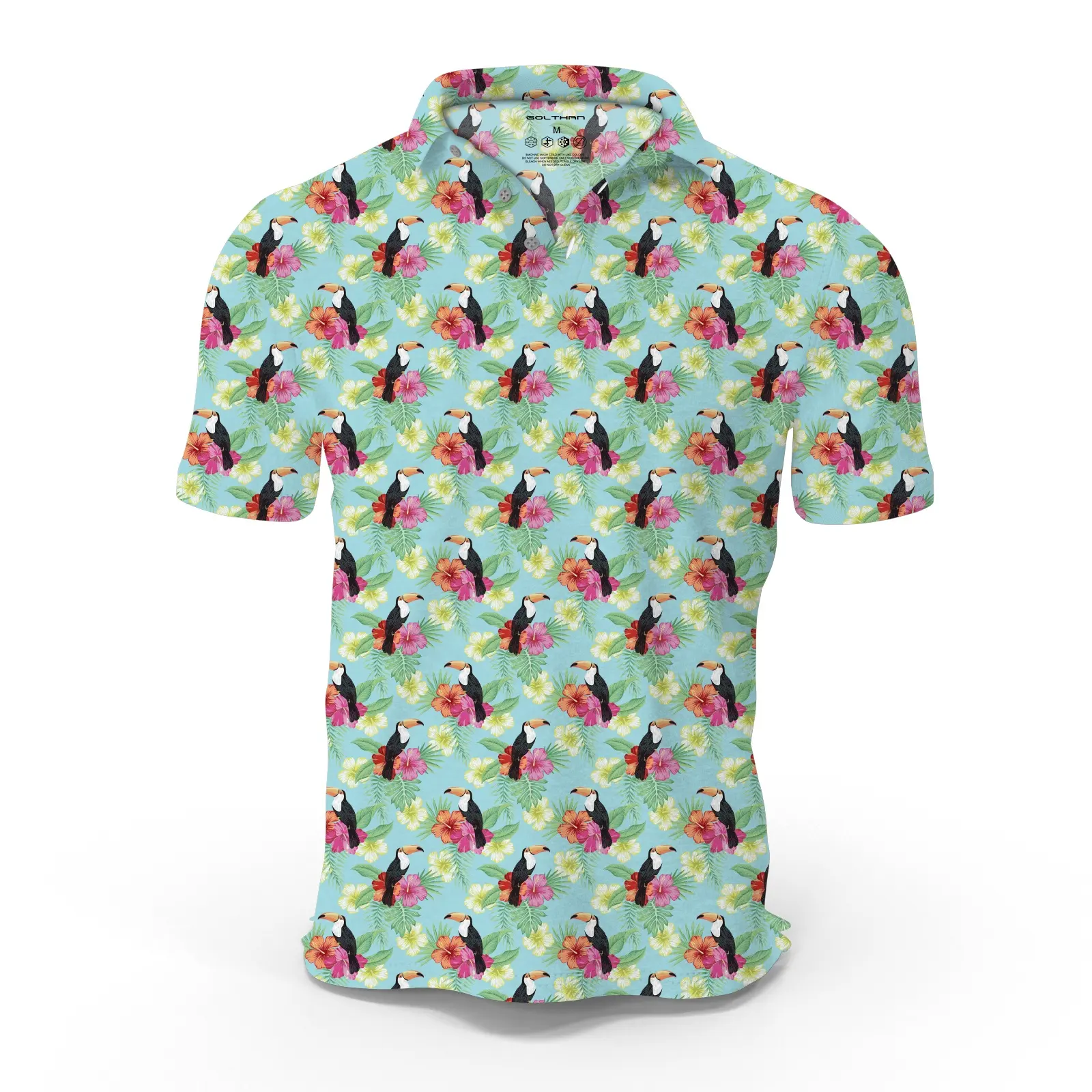 Custom OEM LOGO 4 Way Stretch Sewing Patterns Golf Shirt Funny Hawaiian Golf Polo T-shirt For Men Quick Dry