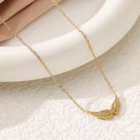 Collar Minimalista con Forma de Ángel y Alas de Ángel, Acero Inoxidable, Chapado en Oro de 18K, Colgante Delicado, Joyería Bohemia, Resistente al Agua