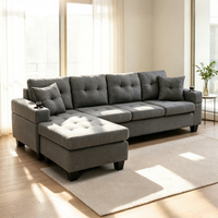 Canapé sectionnel Runwood, canapé moderne 4 places, ensemble de meubles de salon avec chaise longue réversible en forme de L, tissu en lin