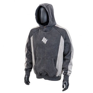 Sudadera con Capucha TOPSHOW al por Mayor, Personalizada con Logotipo Bordado en 3D, Estilo Vintage, Lavada a la Piedra, con Parches, Costuras en Contraste, Botones a Presión y Lavado Ácido - Product Image 1