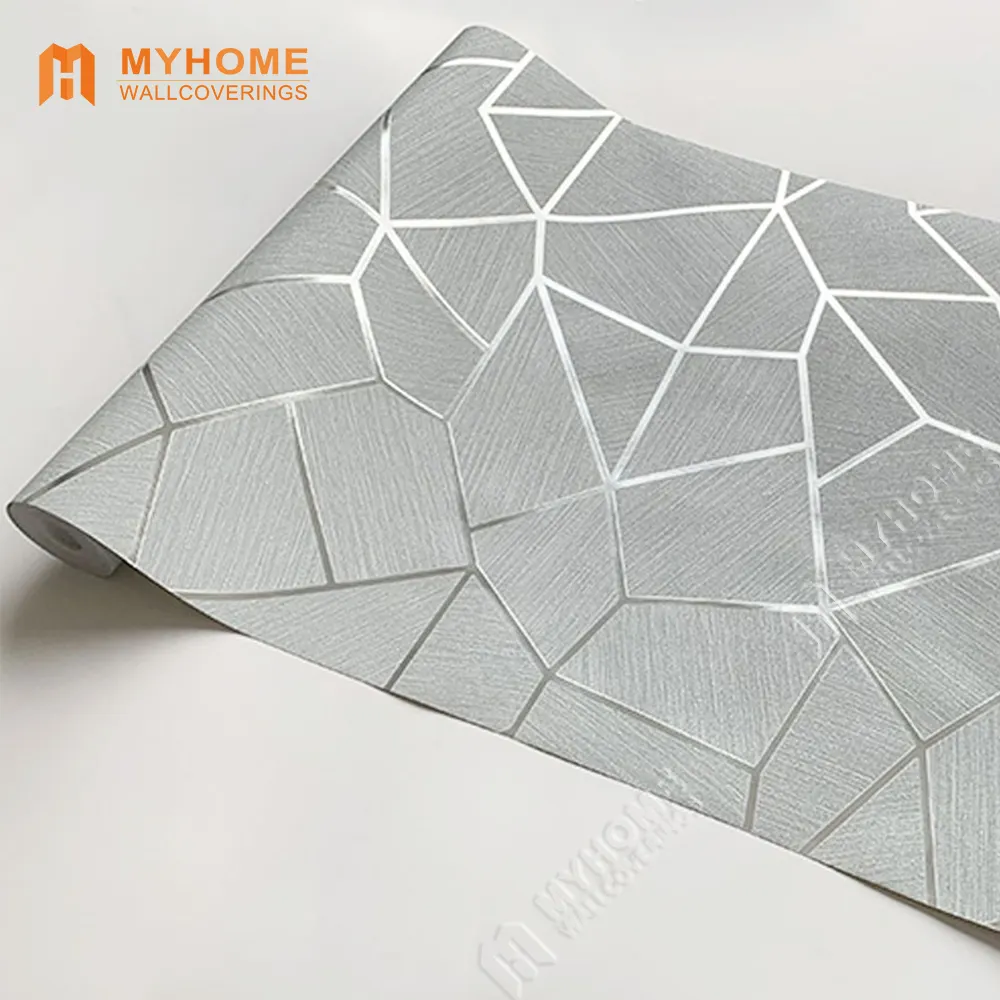 Papel tapiz metálico elegante con diseño geométrico, papel tapiz dorado, plateado, azul, verde y rosa