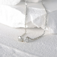 À la mode plaqué or Zircon Unique mode Couple bijoux 925 en argent Sterling tour de cou Double coeur collier pour les femmes