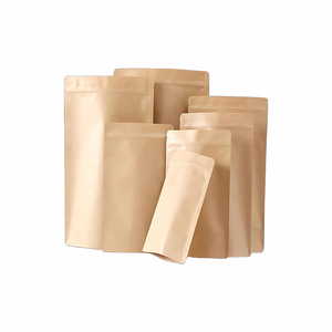 40g pencere Stand up Kraft fermuar kilitli çanta torba özel 100% biyobozunur mısır nişastası Compostable Zip Kraft kağıt poşet ambalaj - Product Image 1