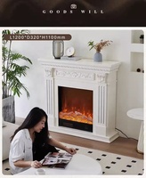 Cheminée électrique en marbre blanc de style européen avec simulation de flamme LED, chauffage décoratif d'intérieur autoportant