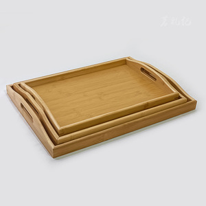 Ensemble de plateaux de service en bambou, rectangulaires, en bois massif, pour thé, café, boissons, avec poignée, pour la cuisine domestique - Product Image 2