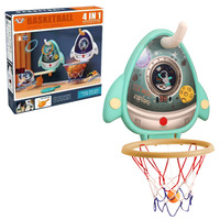 Jeu de 4 en 1 : saut en hauteur, lancer d'anneaux, tennis de table, machine de tir au basket-ball, sport d'intérieur et d'extérieur, support de basket-ball, jouets pour enfants