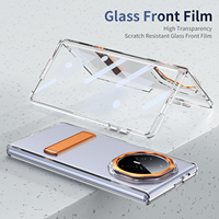 Accessoires mobiles de luxe Étui de téléphone pour Honor Magic V5 V3 VS3 avec film en verre trempé Protection intégrée de l'objectif avec support