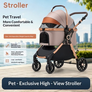 Poussette pliable légère et réglable pour animaux de compagnie avec base de roues élargie, charge maximale 25 kg, chariot stable pour petits chiens et chats, utilisation en extérieur - Product Image 2