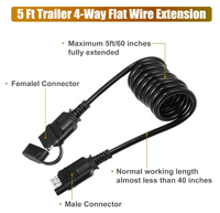 OEM 3-5ft 4Way Flat Wire Extension Adaptateur enroulé de remorque 4Pin Connecteur de faisceau de câblage de remorque pour moto ATV Marine Boat