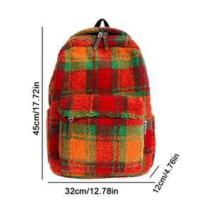 कॉलेज के छात्रों के लिए कस्टम प्लग बड़ी क्षमता स्कूल बैकपैक कॉलेज लड़कियों के भेड़ के बच्चे के लिए चेक किए गए - Product Image 4