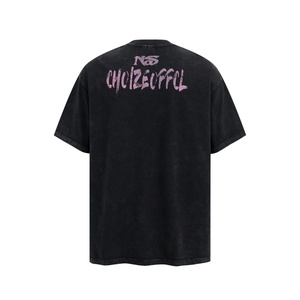 Camiseta de Verano Nueva Estilo Vintage Streetwear, de Algodón 100% de Alto Gramaje, Lavada y Desgastada, de Manga Corta para Hombre, con Estampado Transpirable - Product Image 5
