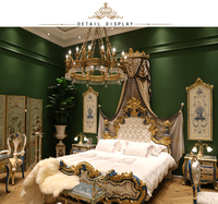 Yips LD-1508-1337B Série Européenne Peint À La Main Motif Feuille D'or Dressing Chaise D'appoint pour Chambre Ensemble Classique De Luxe En Bois