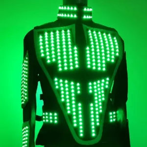 LED 로봇 의상 LED 트론 의상 어두운 드레스 성능 착용 전자 댄스 음악 망 옷 DJ 의상