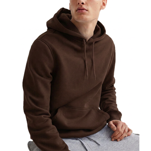 High Quality 100% Cotton Solid Winter Warm Fleece <b>Hoodies</b> made in India in espresso <b>brown</b> color - Product Image 2