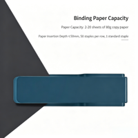 Agrafeuse manuelle Nusign NS082 bleue en plastique, capacité de 50 agrafes, pour bureau et papeterie