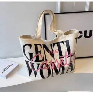 Sac fourre-tout en toile de coton réutilisable pour femme, nouveau sac à main décontracté grande capacité, sac à bandoulière pour étudiante - Product Image 1