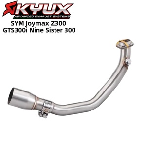 Tubo di Scarico Anteriore in Acciaio Inox Argento per <span class=keywords><strong>SYM</strong></span> <span class=keywords><strong>Joymax</strong></span> Z300 GTS300i Nine Sister 300 Scooter - Product Image 1