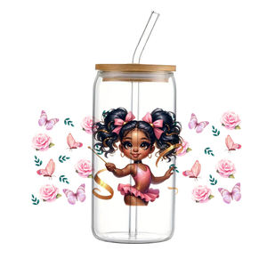 Nero ragazza del bambino cartone animato UV impermeabile DTF Cup adesivo 16oz per Scrapbook custodia per telefono in ceramica - Product Image 6