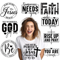 Autocollants en vinyle personnalisés en gros avec versets bibliques chrétiens de Jésus, imprimés UV, prêts à presser pour t-shirts et tasses