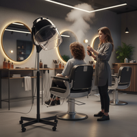 Sèche-cheveux professionnel de salon, type casque, en plastique, moderne, électrique, commercial, avec support, équipement