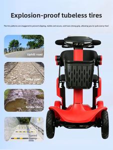 Scooter électrique portable à 4 roues, moteur sans balais, capacité de 120 kg, design pliable pour les personnes âgées, usage quotidien - Product Image 3