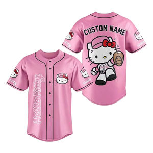 Haute qualité gratuit personnalisé Kawaii bonjour chat Anime Baseball maillot mignon fille chatons Sport <span class=keywords><strong>t</strong></span>-<span class=keywords><strong>shirt</strong></span> vêtements conception personnalisée maillot - Product Image 2