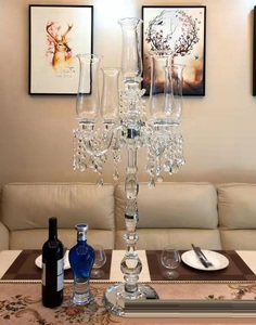 Tùy chỉnh 9 cánh tay Glass bảng Top candelabra pha lê người giữ ngọn nến cho đám cưới Bảng trang trí - Product Image 6