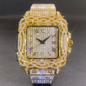 Montre à quartz pour homme Missfox, style hip-hop européen et américain, cadran Ice Thorn incrusté de zircon, carré, entièrement serti de diamants, métal, acrylique, étanche - Product Image 6