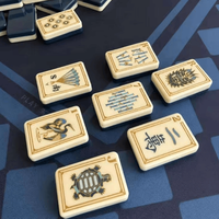 En stock, vente en gros : Jeu de Mahjong américain Blue Sunday, 160 tuiles en acrylique 4 couches, gravées au laser, durables, pour le divertissement et les voyages