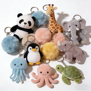 Produit phare d'usine : Jouets en peluche de 4 pouces en forme de pingouin, porte-clés et animaux en peluche, jouets en peluche Panda pour machine à griffes - Product Image 1