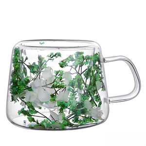 Double Layered Dried Flower <strong>Glass</strong> <strong>Cup</strong> GCD013 High Borosilicate <strong>Glass</strong> with Handle Household Coffee <strong>Cup</strong> - Product Image 6