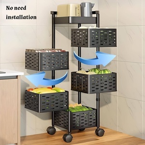 Troli dapur rumah multifungsi, keranjang penyimpan makanan ringan Dorong Tangan logam dapat digerakkan <span class=keywords><strong>3</strong></span> tingkat - Product Image 5