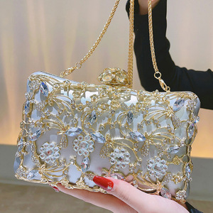 New Design Elegant Dinner Party <b>Clutch</b> Handbag Metal Handle Cosmetic Bag Women <b>Wedding</b> Bride Evening Bags - Product Image 2