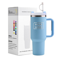 Vaso de Viaje Personalizado Reutilizable de Acero Inoxidable de Doble Pared de 40 oz, a Prueba de Fugas, Libre de BPA, con Asa para Aislamiento Térmico de 12 a 24 Horas