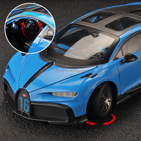 1:18 Bugatti modèle de voiture de sport en alliage de métal jouets moulés sous pression pour adultes garçons effets sonores et lumineux Collection de direction de roue avant