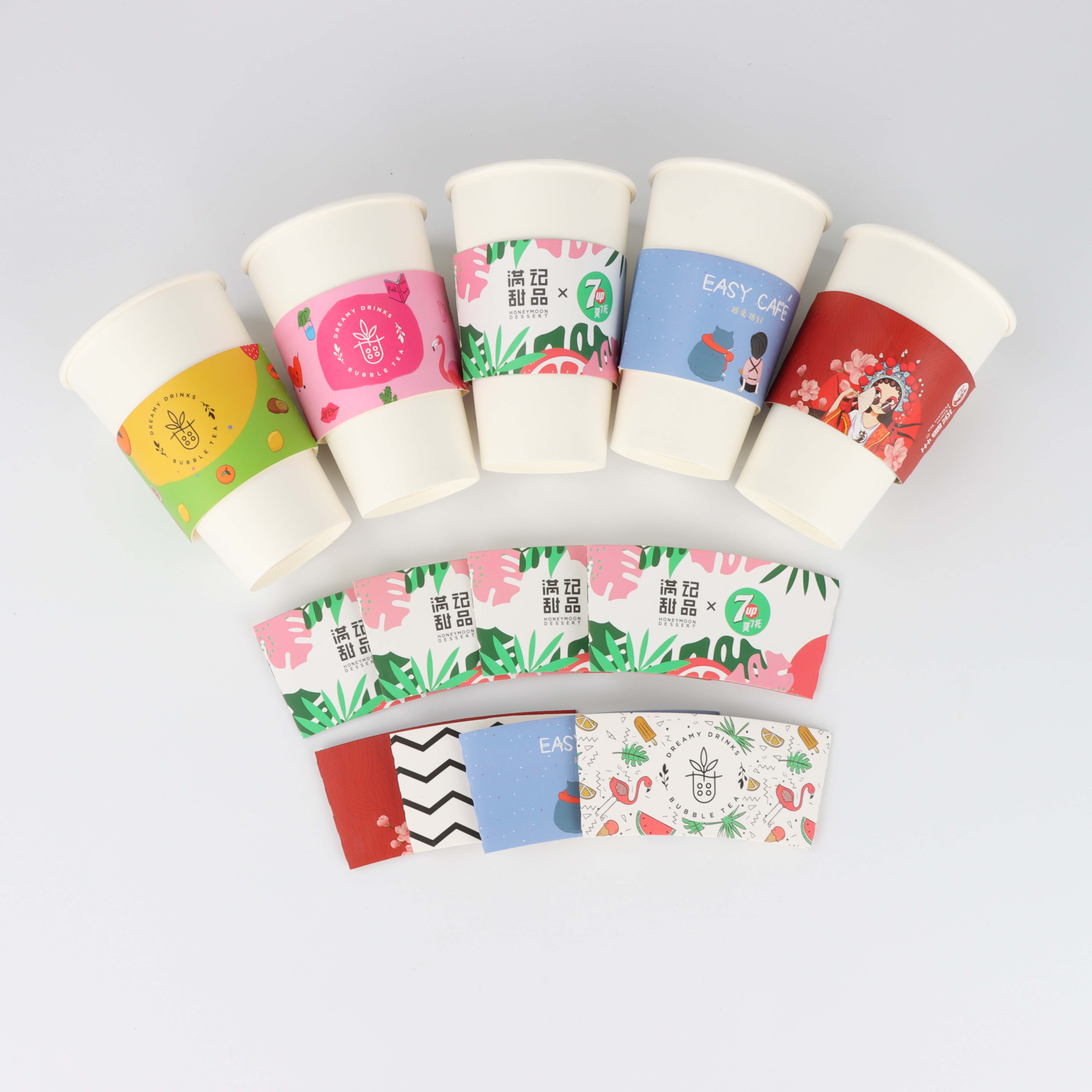 Hot Paper Cup Sleeve Custom Paper Coffee Cup Sleeve With Logo Coffee Paper CupsPopular