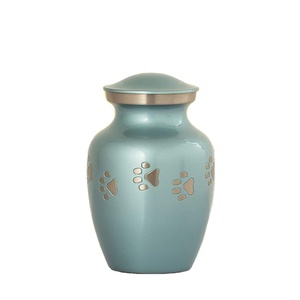 Pet Cremation <b>Urn</b> with Paw Prints Design Teal Color Small Size for Dogs <b>Cats</b> - Product Image 1