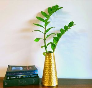 Florero de metal dorado para decoración del hogar antiguo, florero de mesa decorativo de hierro y latón para decoración del hogar - Product Image 1