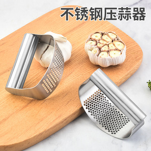 Stainless Steel Garlic Press 430 Arc Shape Household Garlic Mincer Peeler Tool - Product Image 2