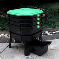 Composteur de jardin en plastique à 4 couches pour vermiscompostage, léger, aérateur, pour extérieur, facile à assembler
