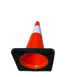 Cône de signalisation routière 100 % HDPE recyclé, orange, en caoutchouc, pliable, avec feux de sécurité haute visibilité pour la sécurité routière, en plastique PVC - Product Image 2