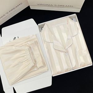 Vendita di moda <span class=keywords><strong>pigiama</strong></span> da donna <span class=keywords><strong>in</strong></span> <span class=keywords><strong>raso</strong></span> nuovo Set Cardigan <span class=keywords><strong>in</strong></span> <span class=keywords><strong>raso</strong></span> sottile <span class=keywords><strong>in</strong></span> seta di ghiaccio con risvolto a manica lunga per la casa - Product Image 5