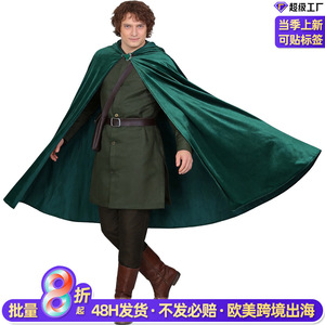 Frodo Baggins – cape verte à capuche, Costume de Cosplay, tenue de fantaisie médiévale pour jeu de rôle, Anime - Product Image 2