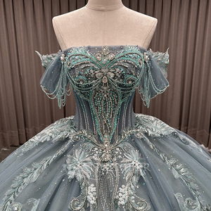 Vestidos de Quinceañera Brillantes, Vestido de Baile con Apliques de Encaje, Bordado de Cristal, Cuentas, Organza, Espalda Descubierta, Color Caramelo Natural, Dulce 16 - Product Image 3