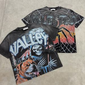 Camiseta Vintage de Algodón 100% Tejido Grueso con Estampado Gráfico Personalizado DTG, Lavado Ácido, Corte Holgado y Diseño Recortado Oversize para Hombre - Product Image 4