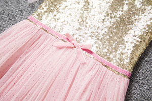 Robe d'été pour bébé fille, style américain, à col halter, en tissu à sequins et dentelle, ornée de fleurs, best-seller - Product Image 6